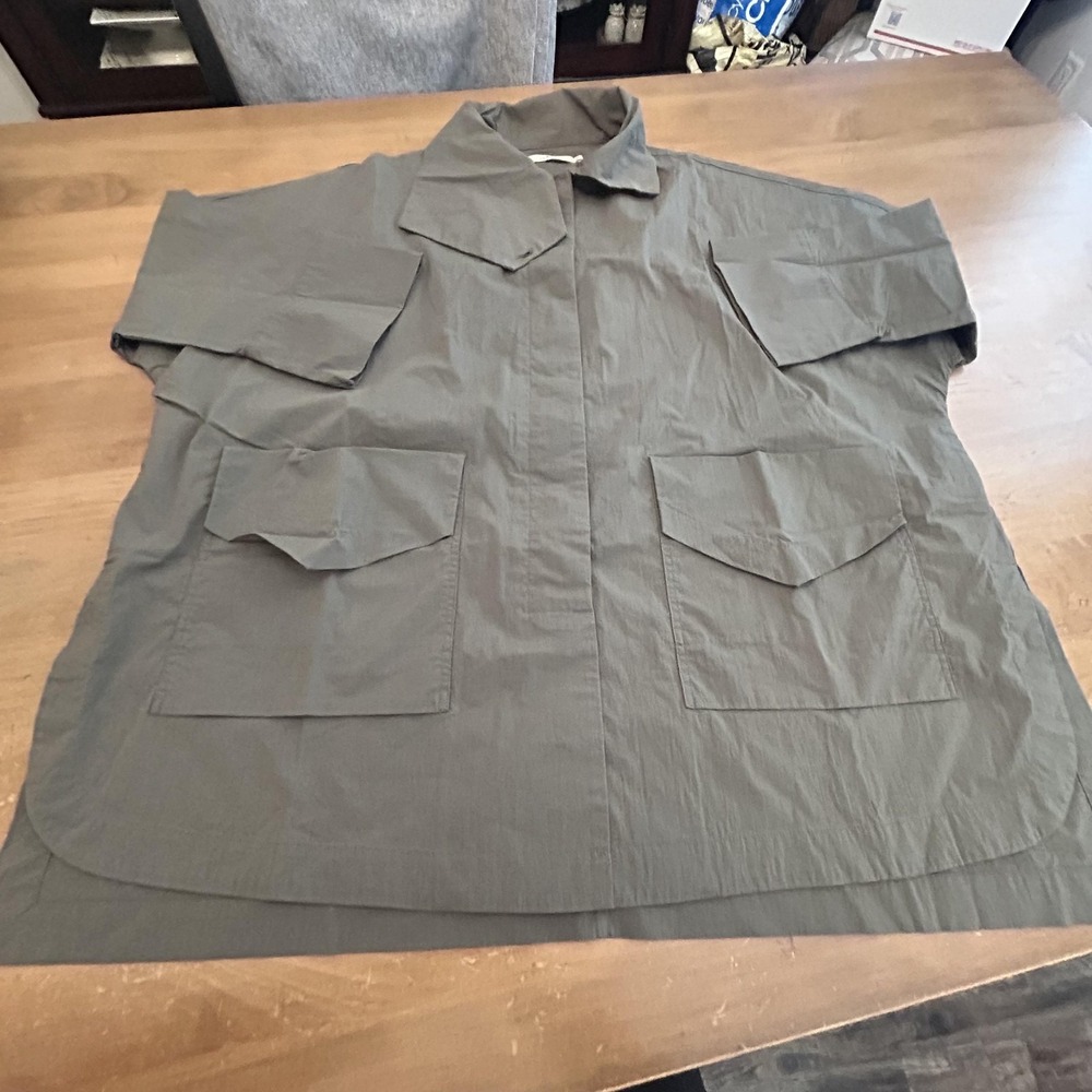 Cheyenne Shirt Jacket Womens L XL Gray Green Short Sleeve Utility Pockets